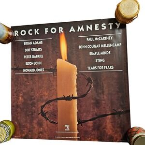 Rock For Amnesty Vintage 1986 Elton John Promo Album Poster 24x24 PolyGram
